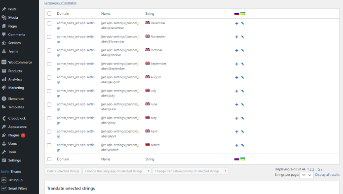 translating jetappointment strings