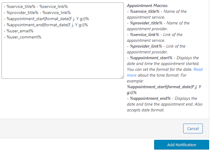 available macros in the send email post-submit action