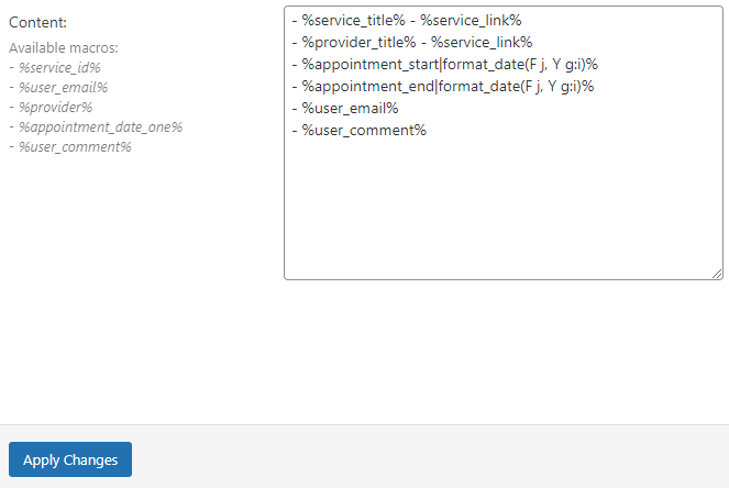 available macros