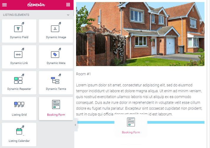 Booking form widget