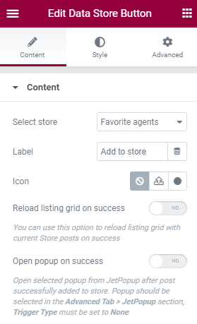 setting a label for data store button