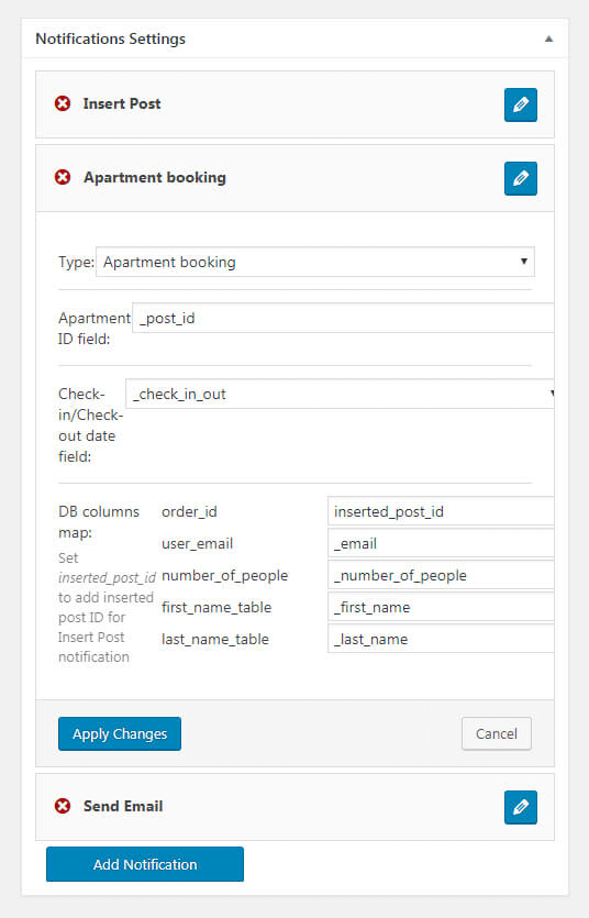 Notifications settings