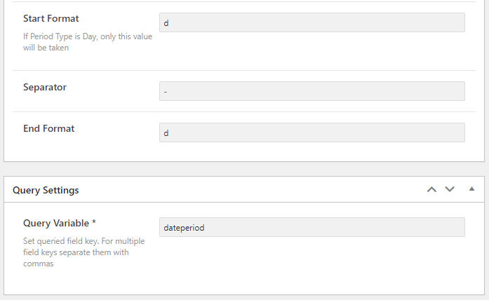 setting query variable for date period filter