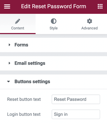 buttons settings
