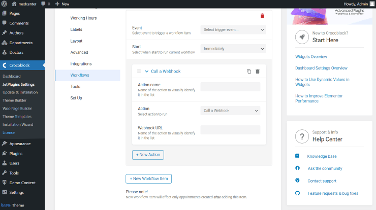 call a webhook action