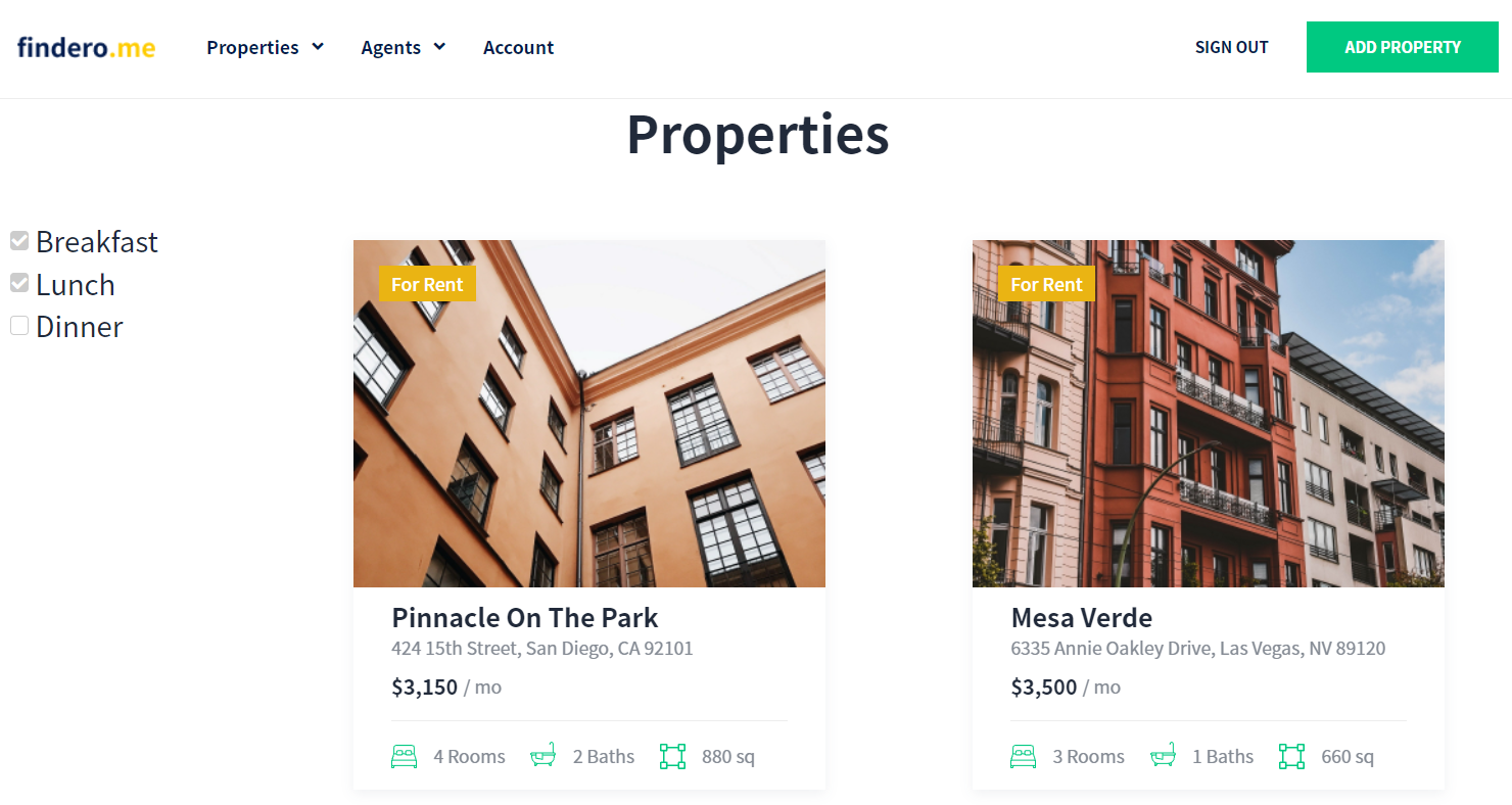 checkboxes filter on the page