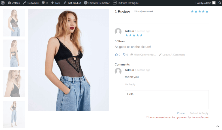 comment with a disallowed word on the front end
