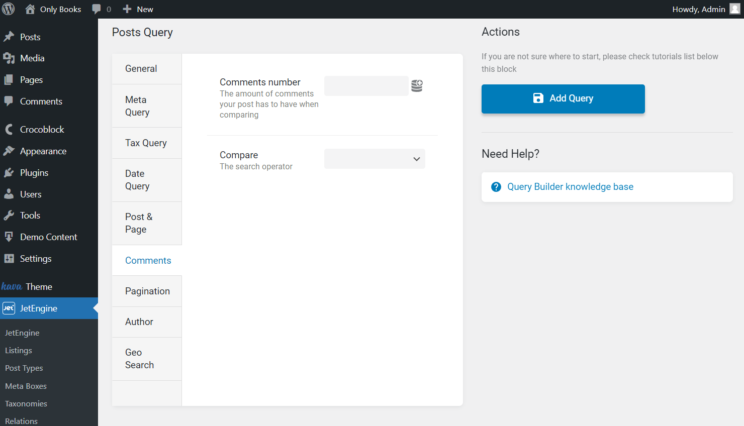 comments tab of posts query