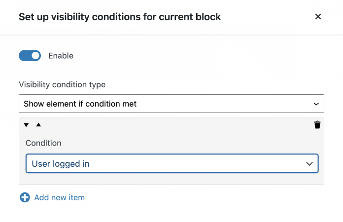 condition for dynamic visibility