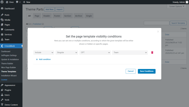 conditions for provider page