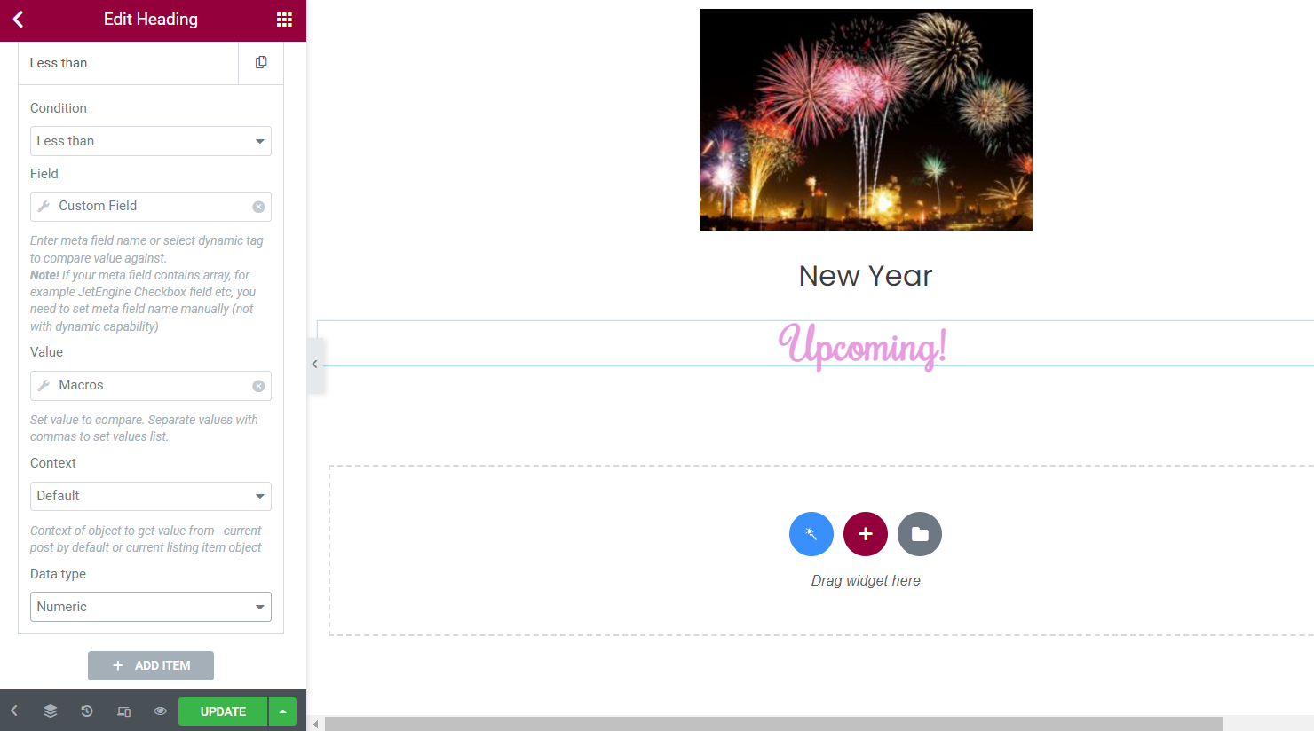 context and data type for hiding element