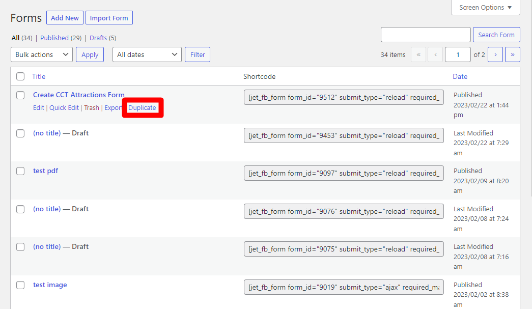 duplicate form