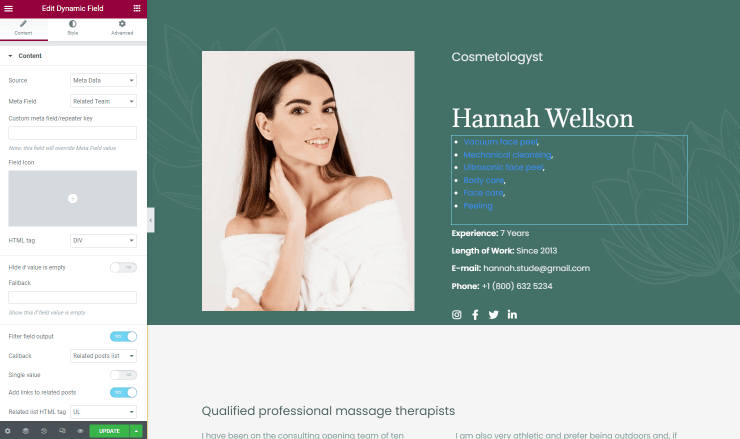 dynamic field widget related service