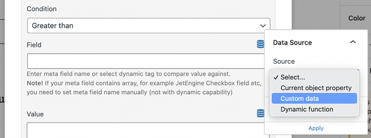 dynamic conditions data source