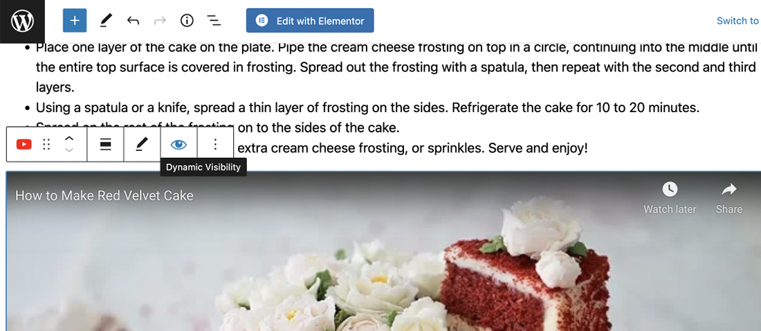 dynamic visibility in Gutenberg