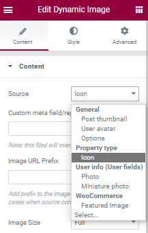 dynamic image settings