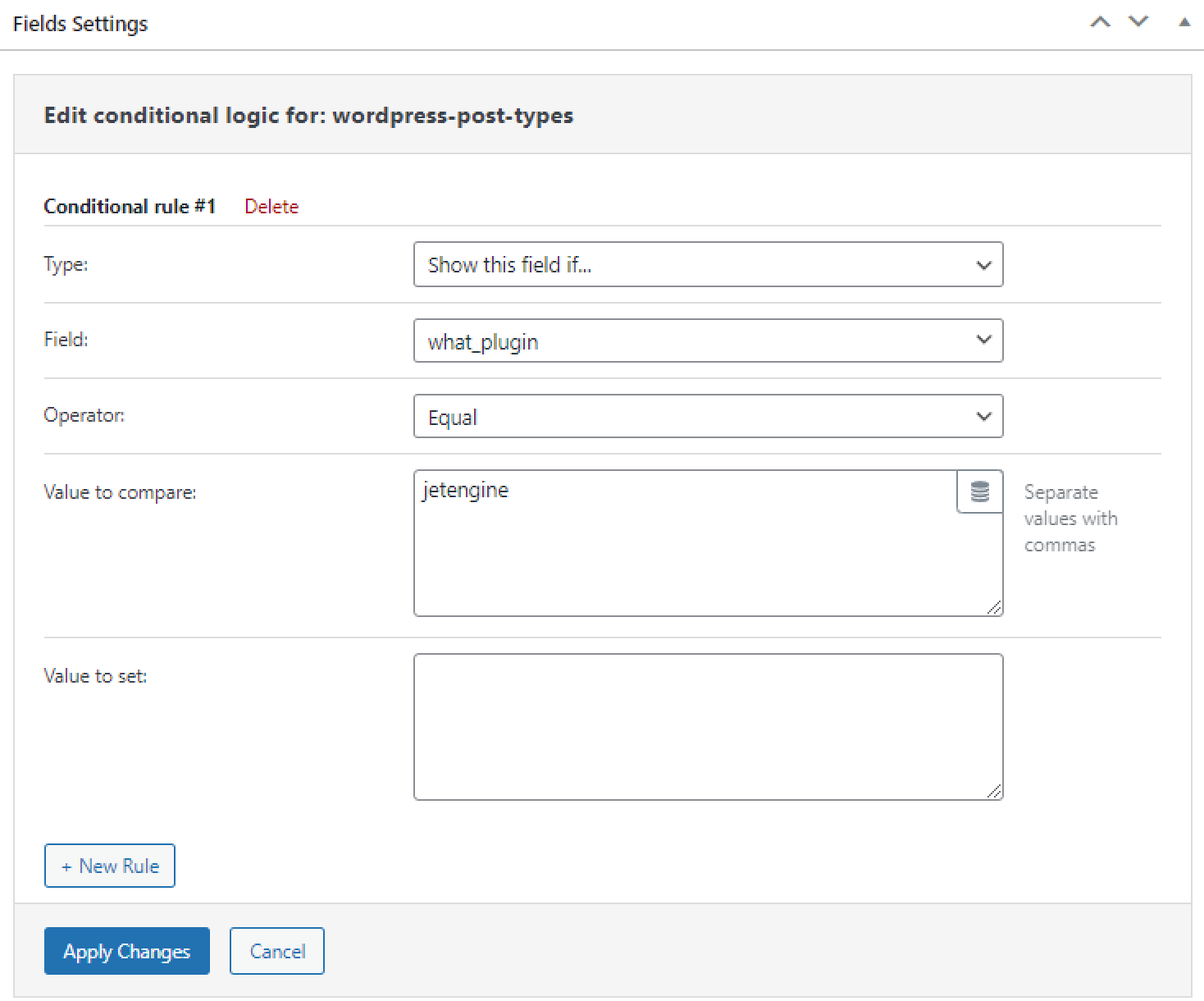edit conditional logic
