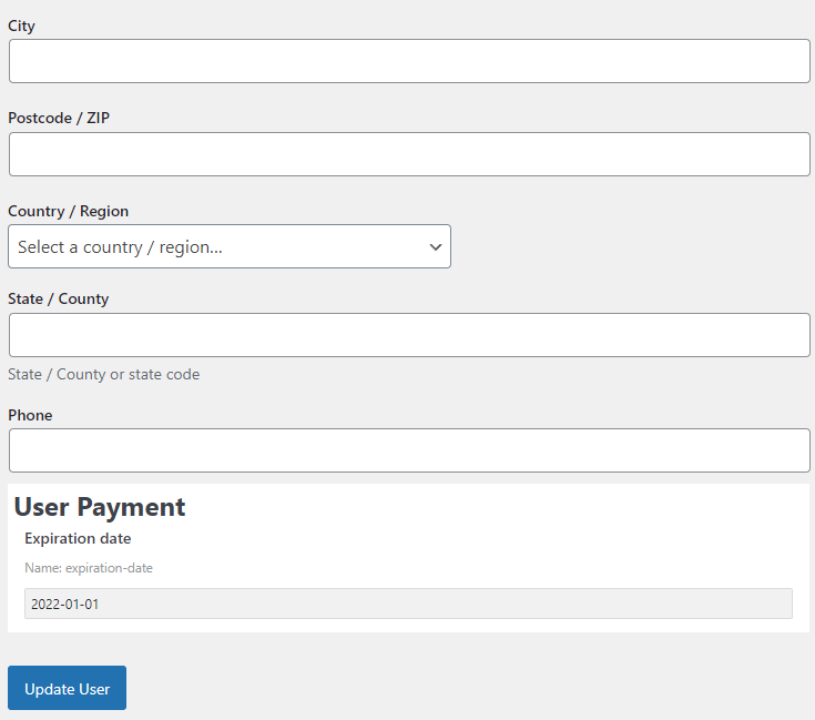 edit user page