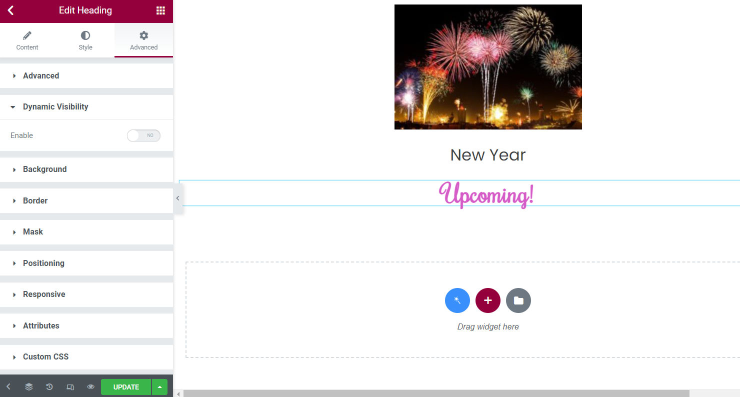 enable dynamic visibility toggle