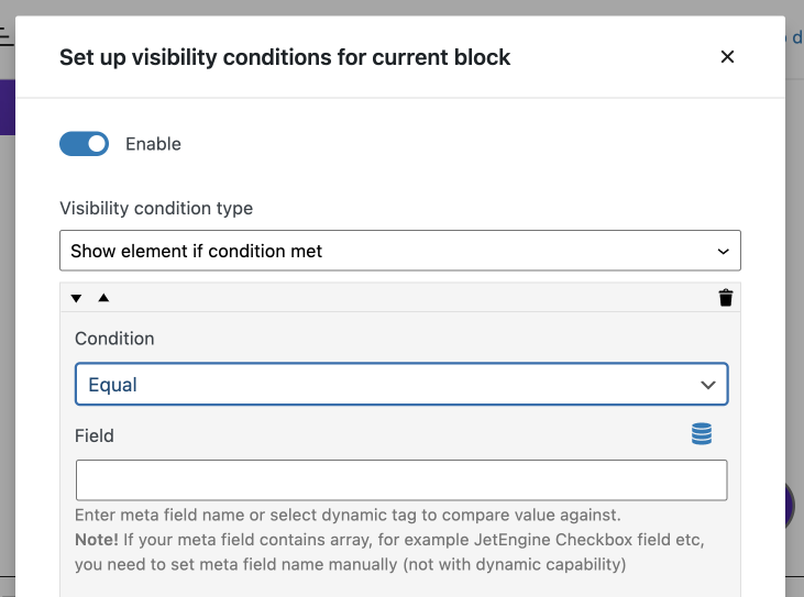 condition for dynamic visibility