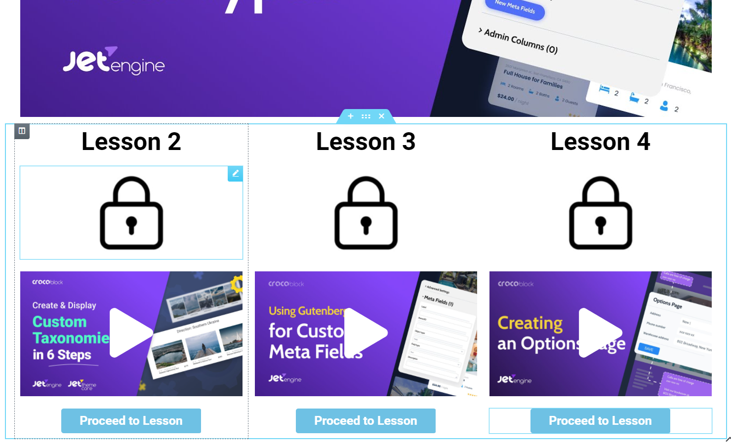 following lessons on the page