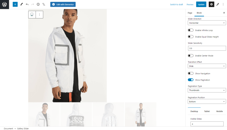gallery slider vertical direction