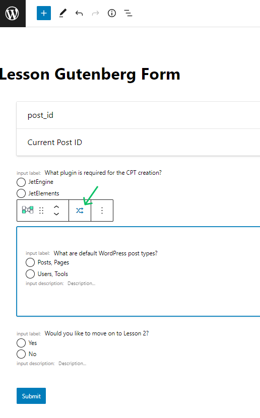 how to open the conditional block settings
