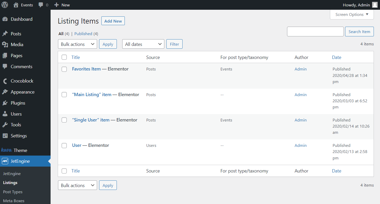 jetengine listings