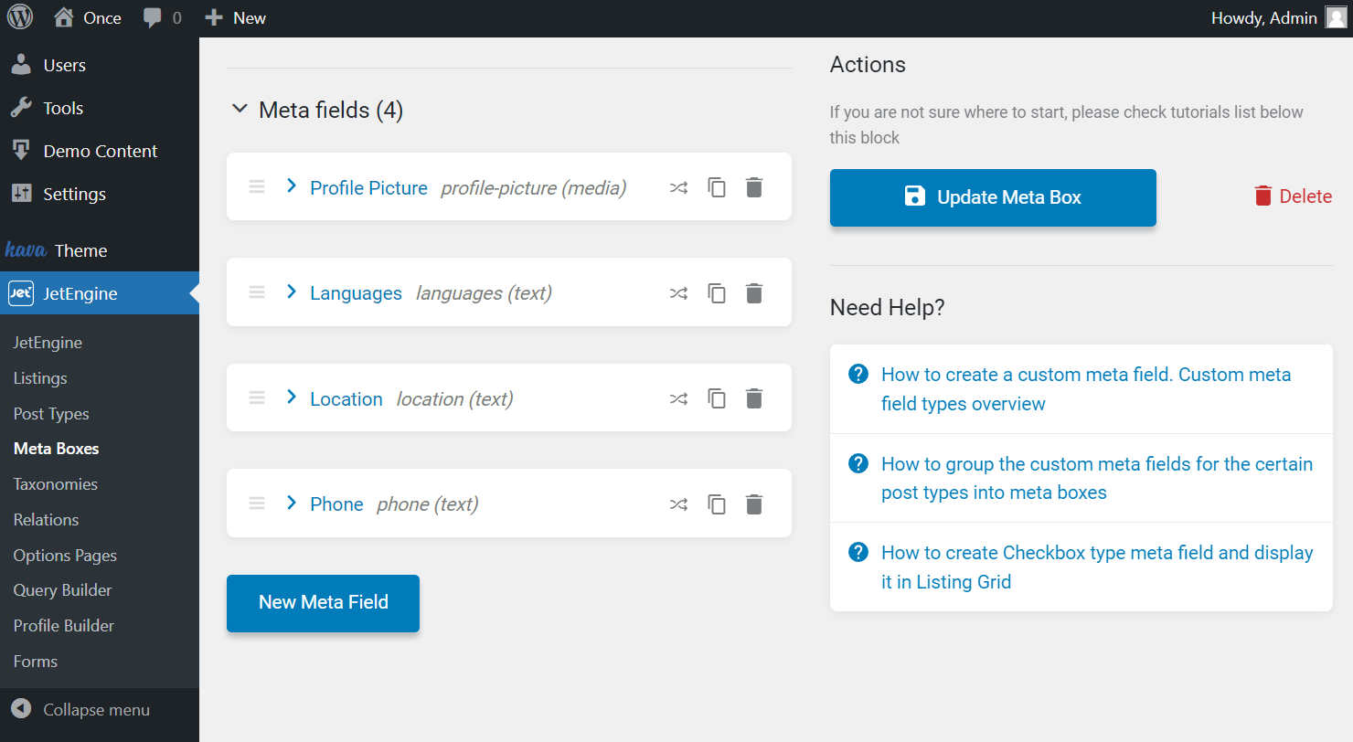 jetengine users meta box meta fields