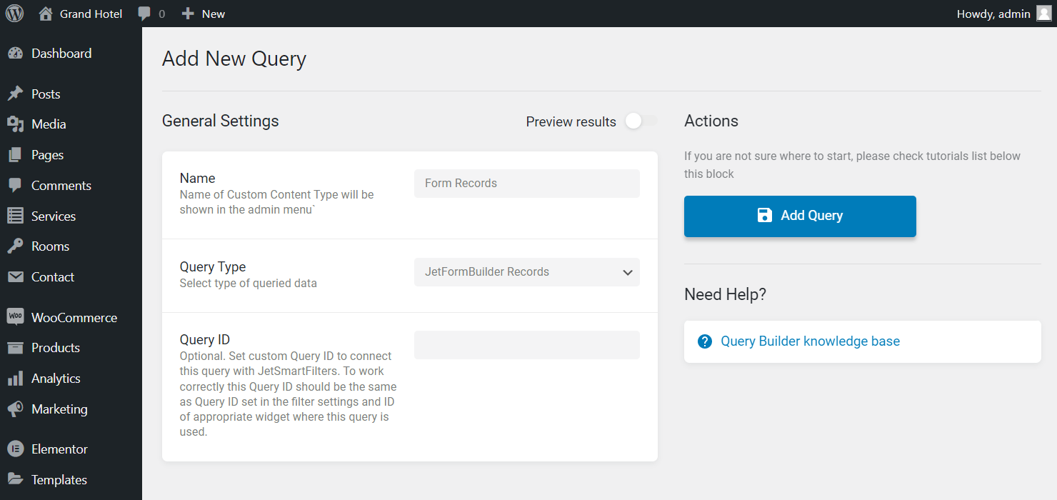 jetformbuilder records query type