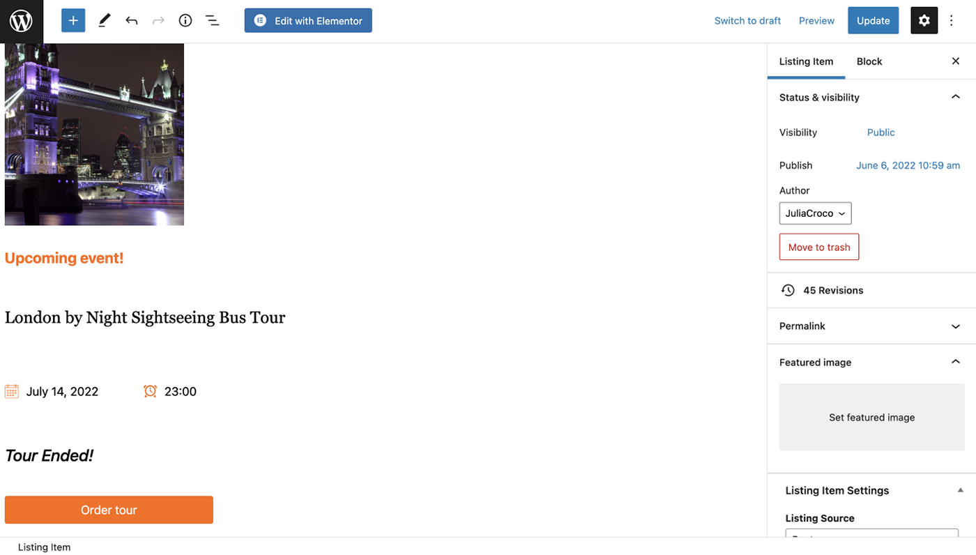 listing item