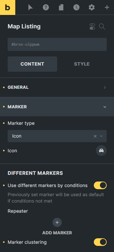 map listing marker settings