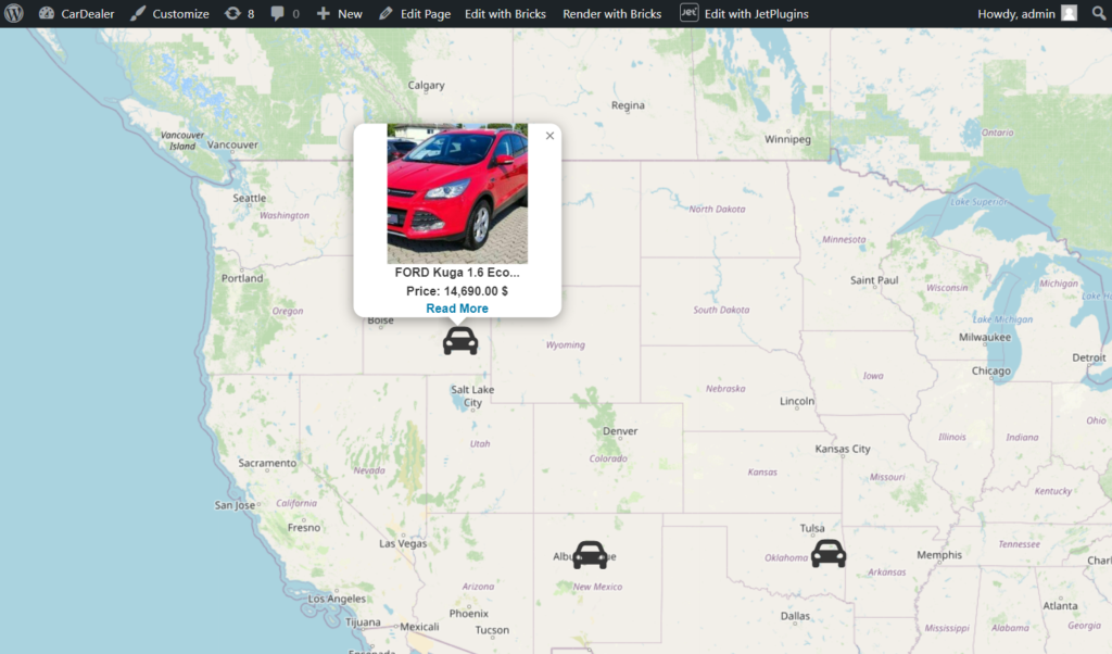 map listing on the front end