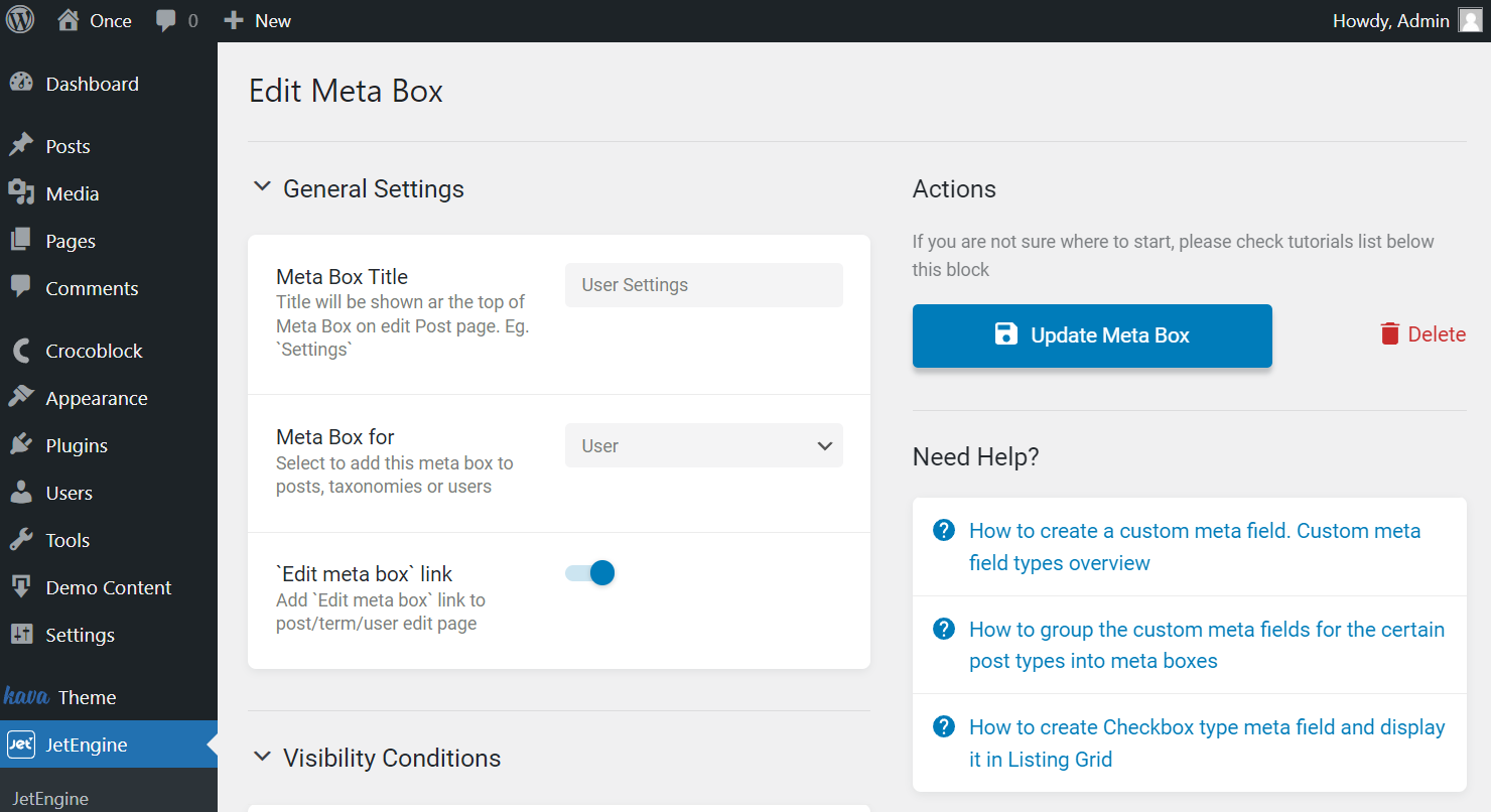 meta box general settings