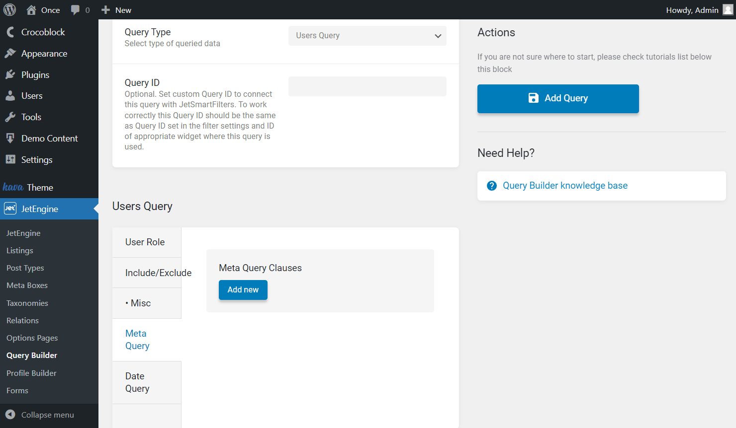 meta query add new button