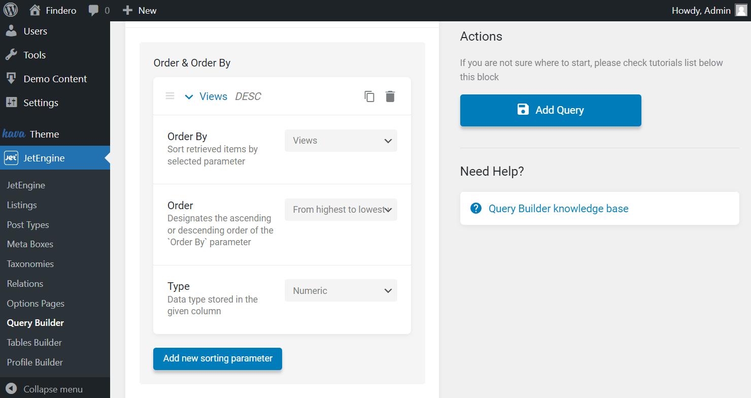 order and order by settings in sql settings