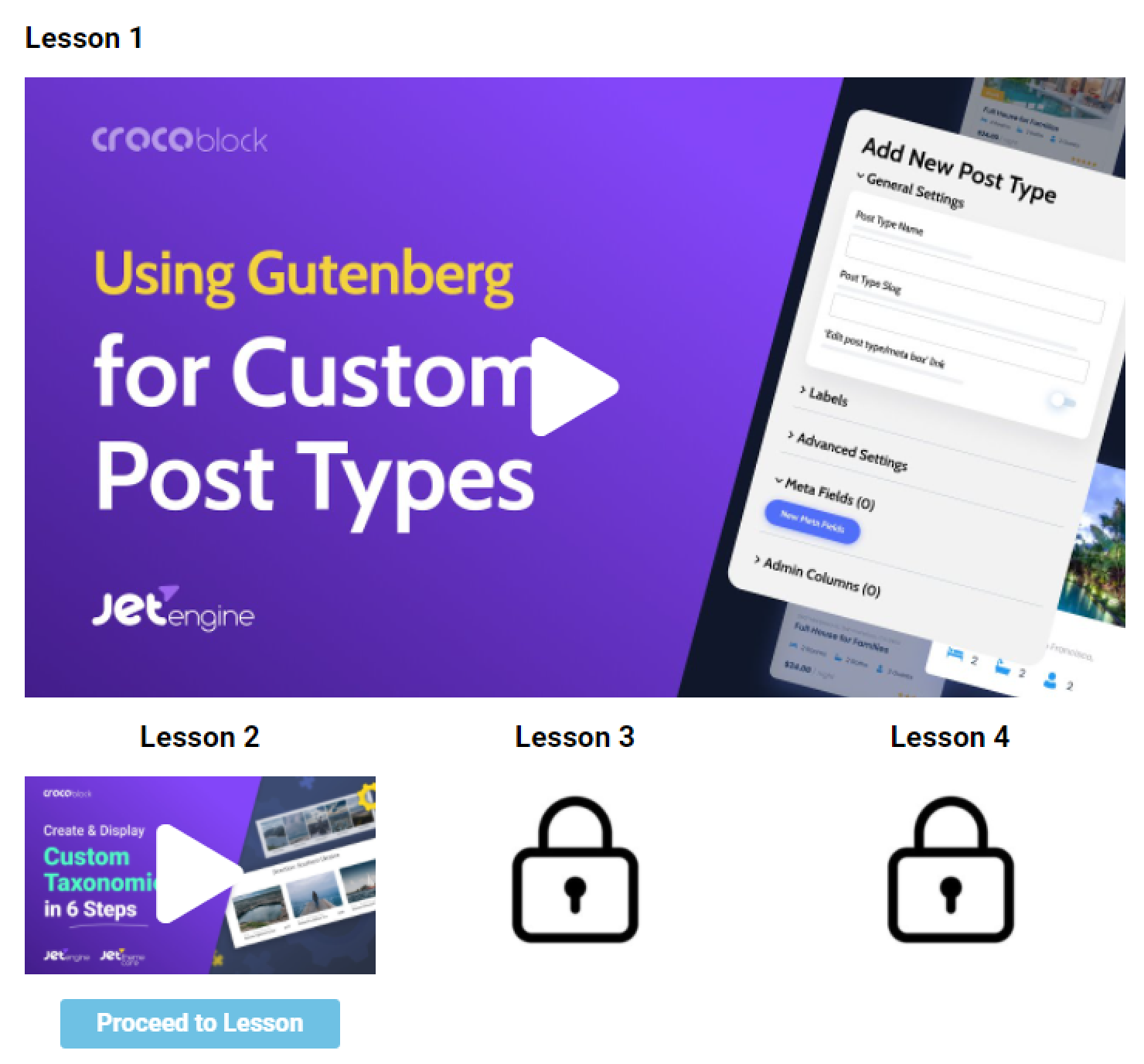 page with locked and unlocked content