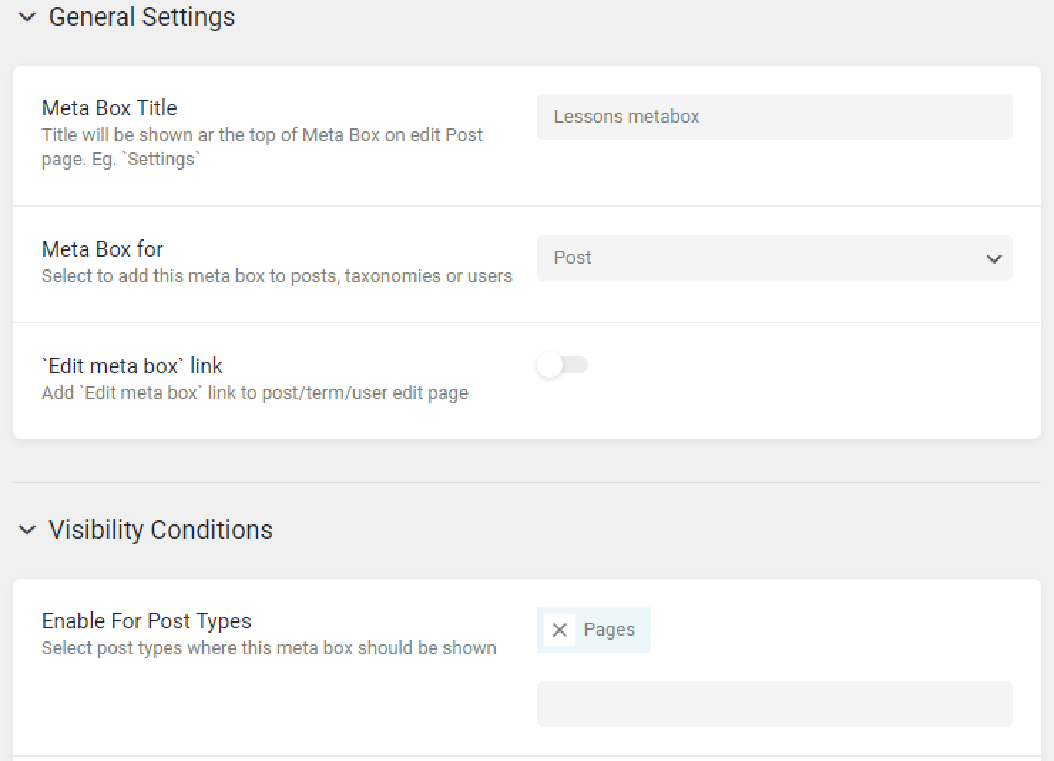 meta box for pages