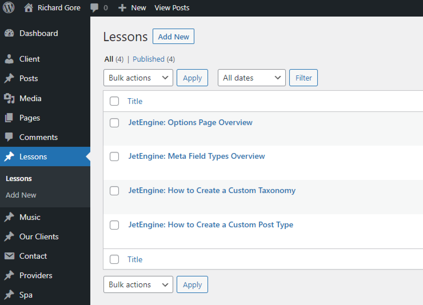 post type for lessons