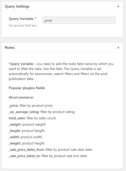 query variable settings