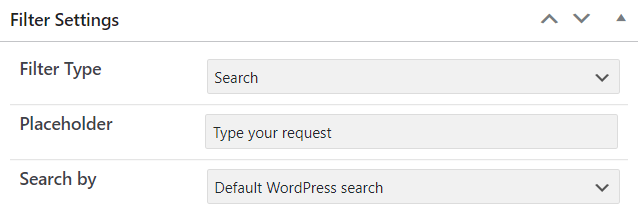 search filter settings