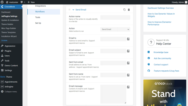 send email action