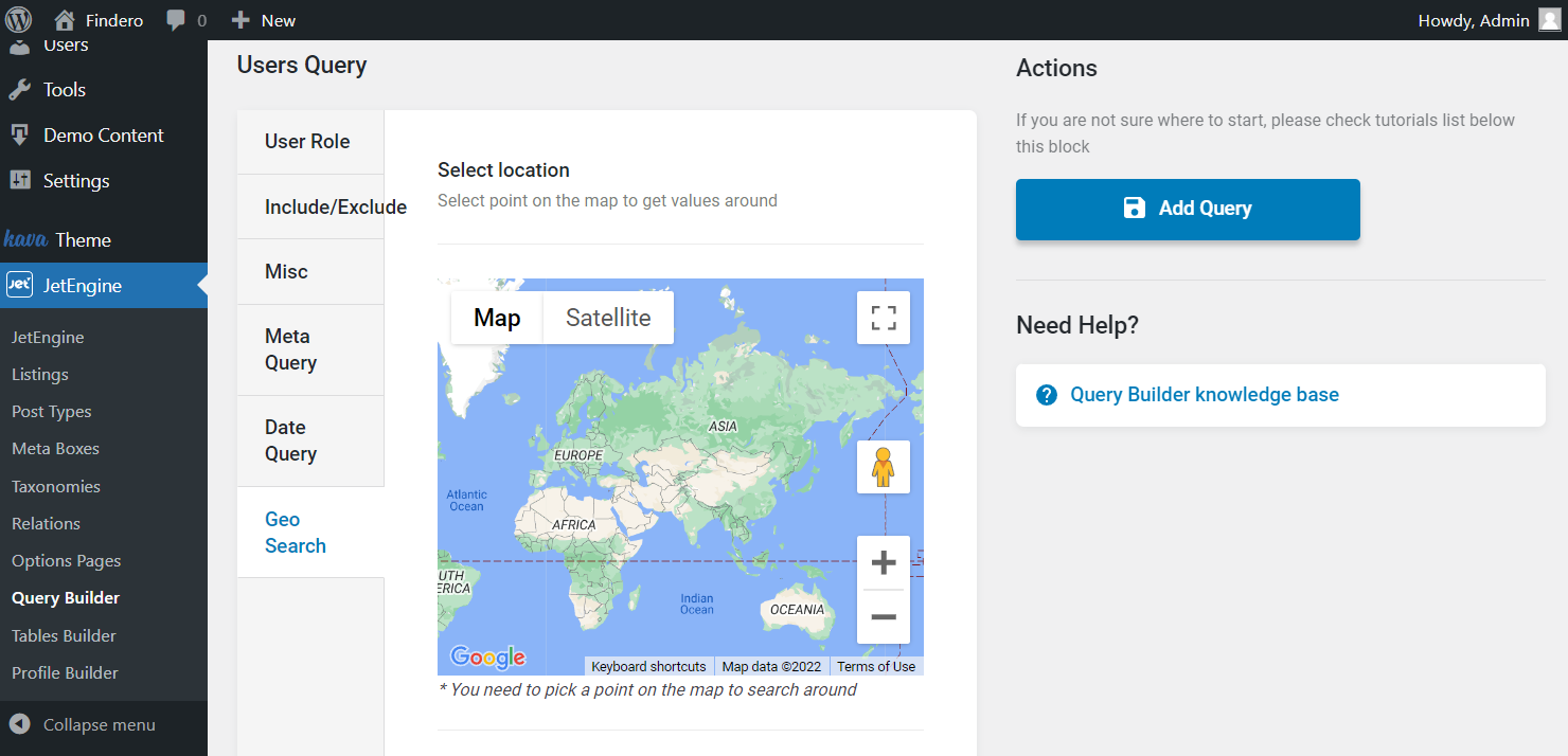 the first part of the users query geo search tab