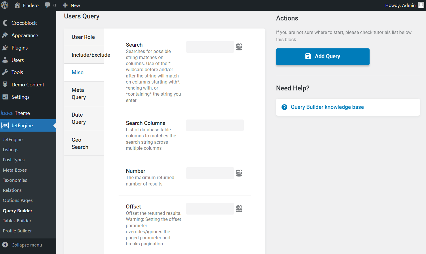 the first part of the users query misc tab