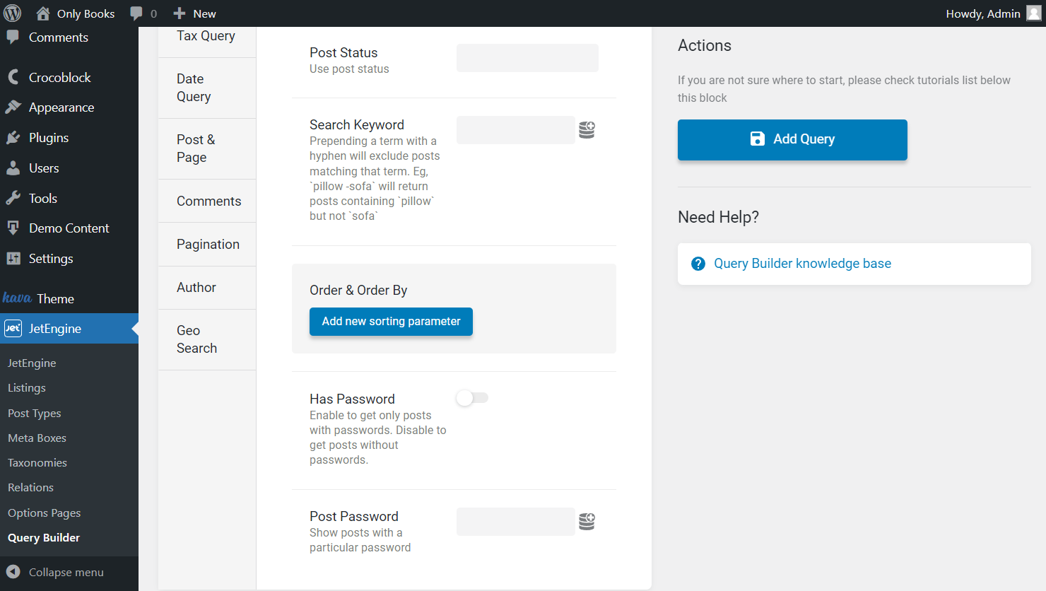 the second part of the general tab of posts query