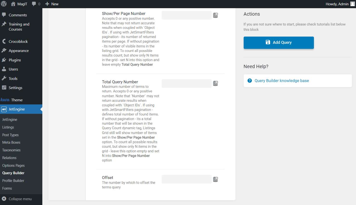 the second part of the general tab of terms query type