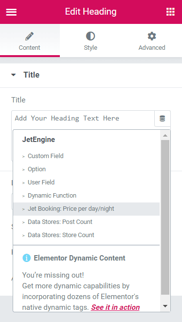 title dynamik tags list