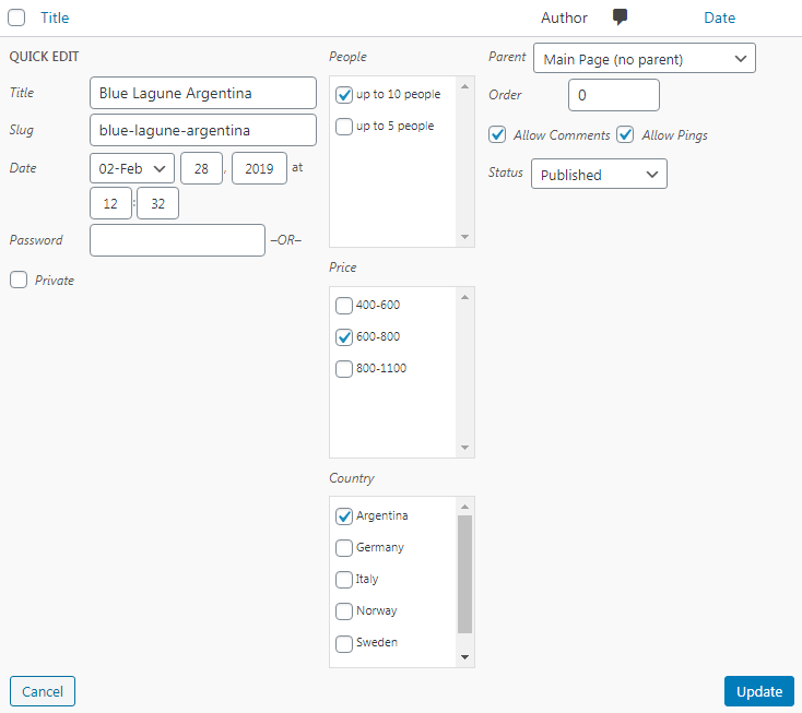 add categories with the quick edit option