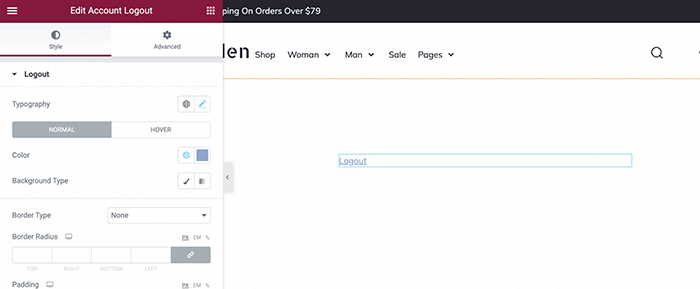 account logout widget
