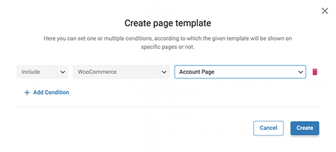 account page conditions